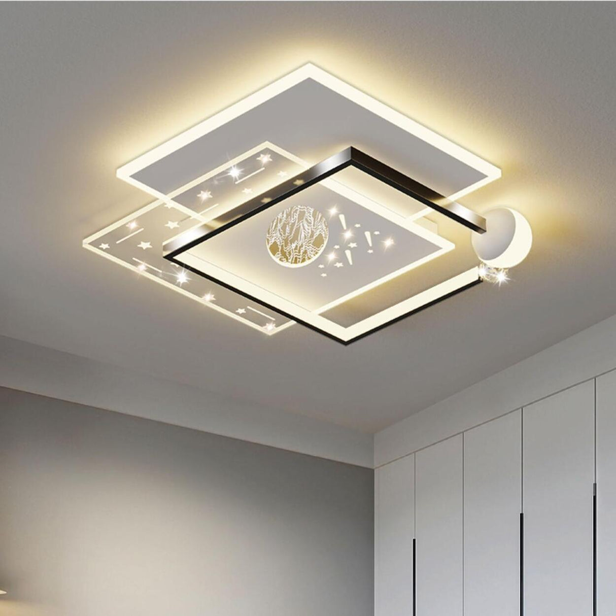 Bedroom Saturn Orbit LED Flush Mount Ceiling Light Image - 2