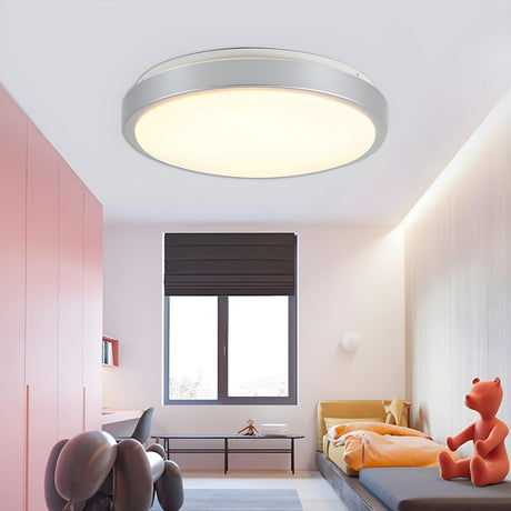 Bedroom Silver Round LED Flush Mount Ceiling Light Image - 1