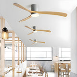 Bedroom Simple 3 Blade Wood Ceiling Fan With LED Light Image - 17