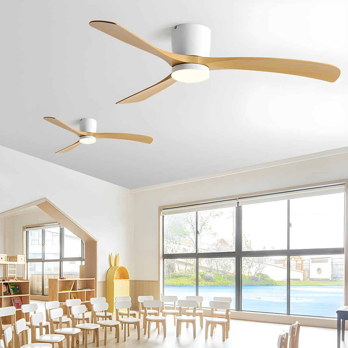 Bedroom Simple 3 Blade Wood Ceiling Fan With LED Light Image - 18