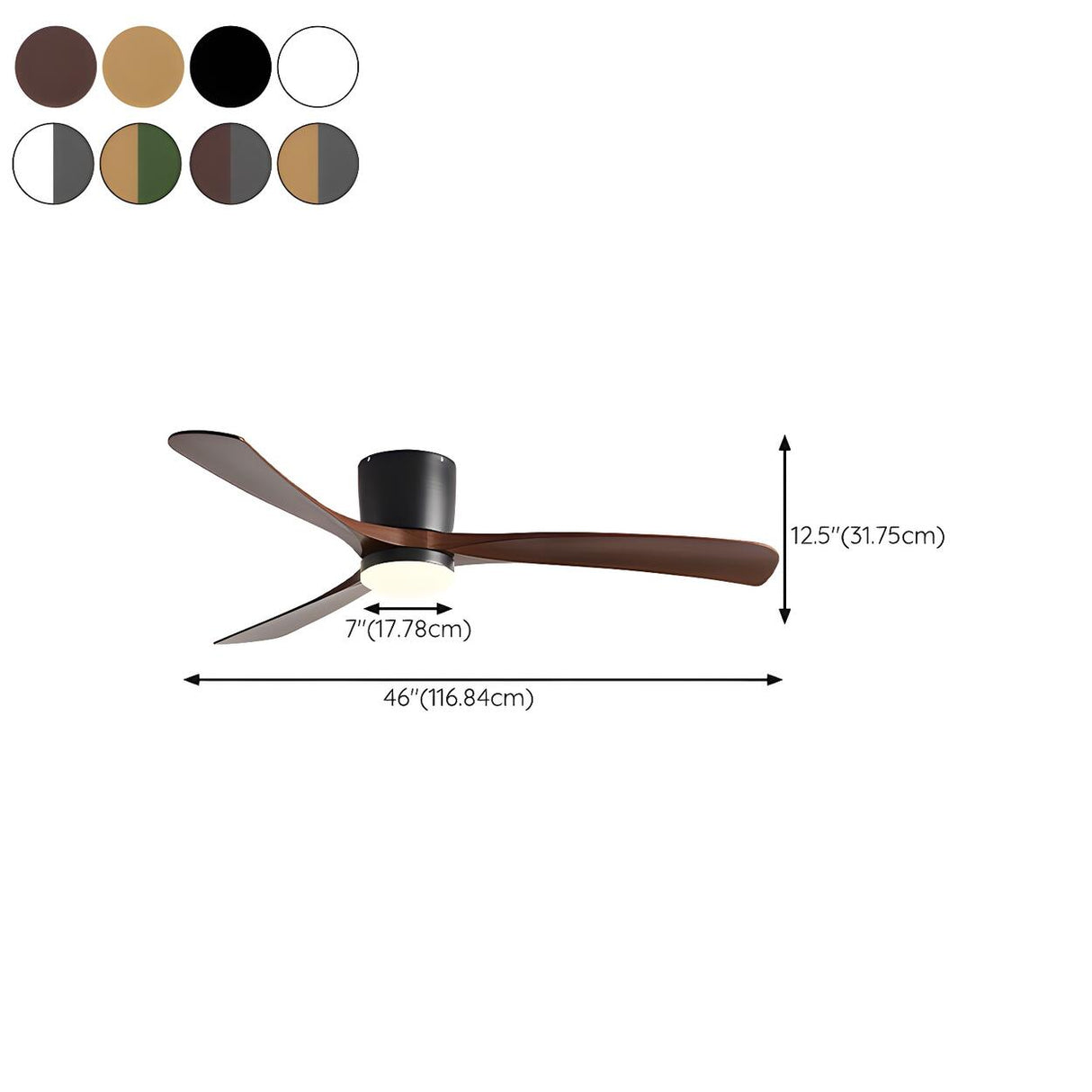 Bedroom Simple 3 Blade Wood Ceiling Fan With LED Light 