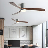 Bedroom Simple 3 Blade Wood Ceiling Fan With LED Light Image - 7