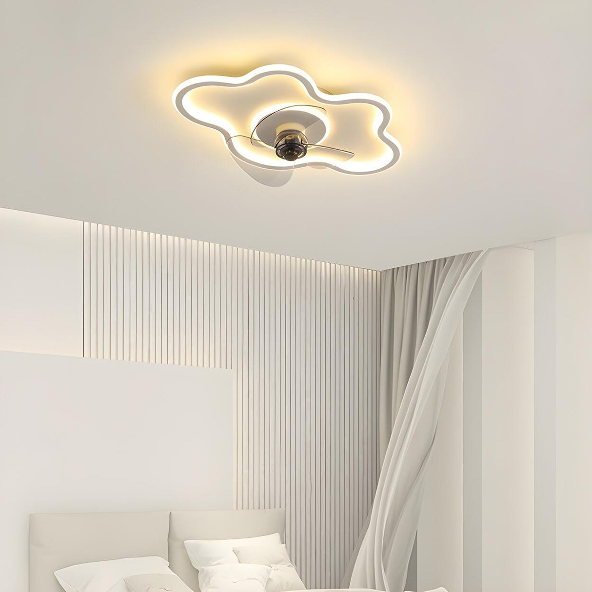 Bedroom Simple Cloud Shape Ceiling Fan with LED Light Image - 13