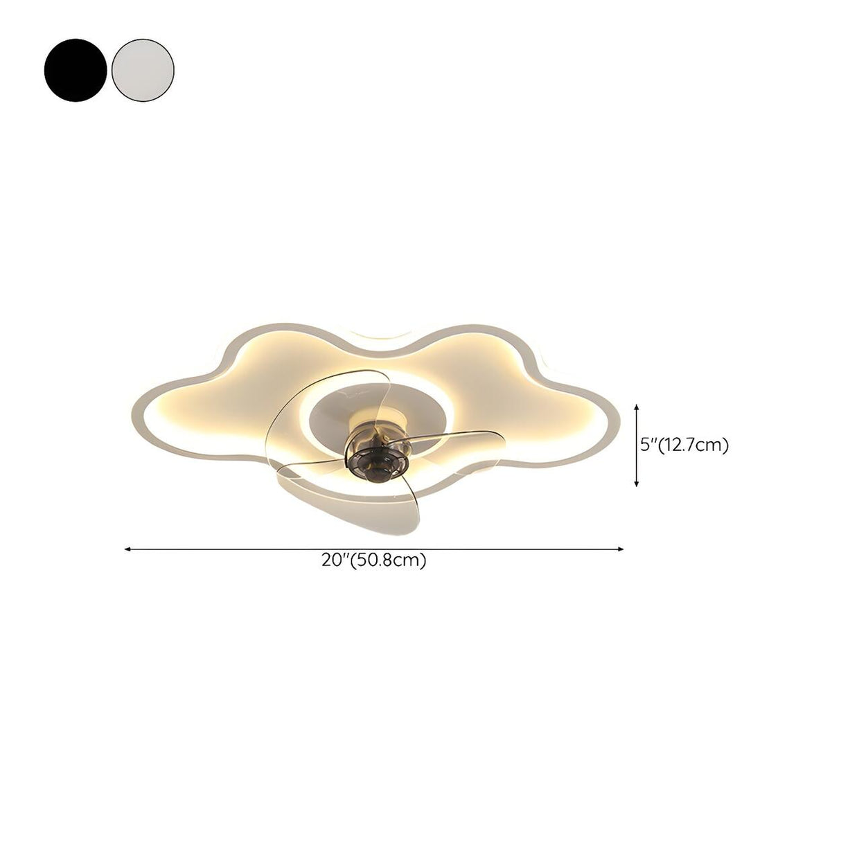 Bedroom Simple Cloud Shape Ceiling Fan with LED Light 