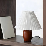 Bedroom Simple Cone Pleated Fabric Jar Base Table Lamp Image - 15