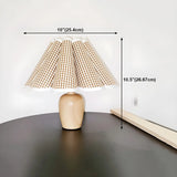 Bedroom Simple Cone Pleated Fabric Jar Base Table Lamp #size