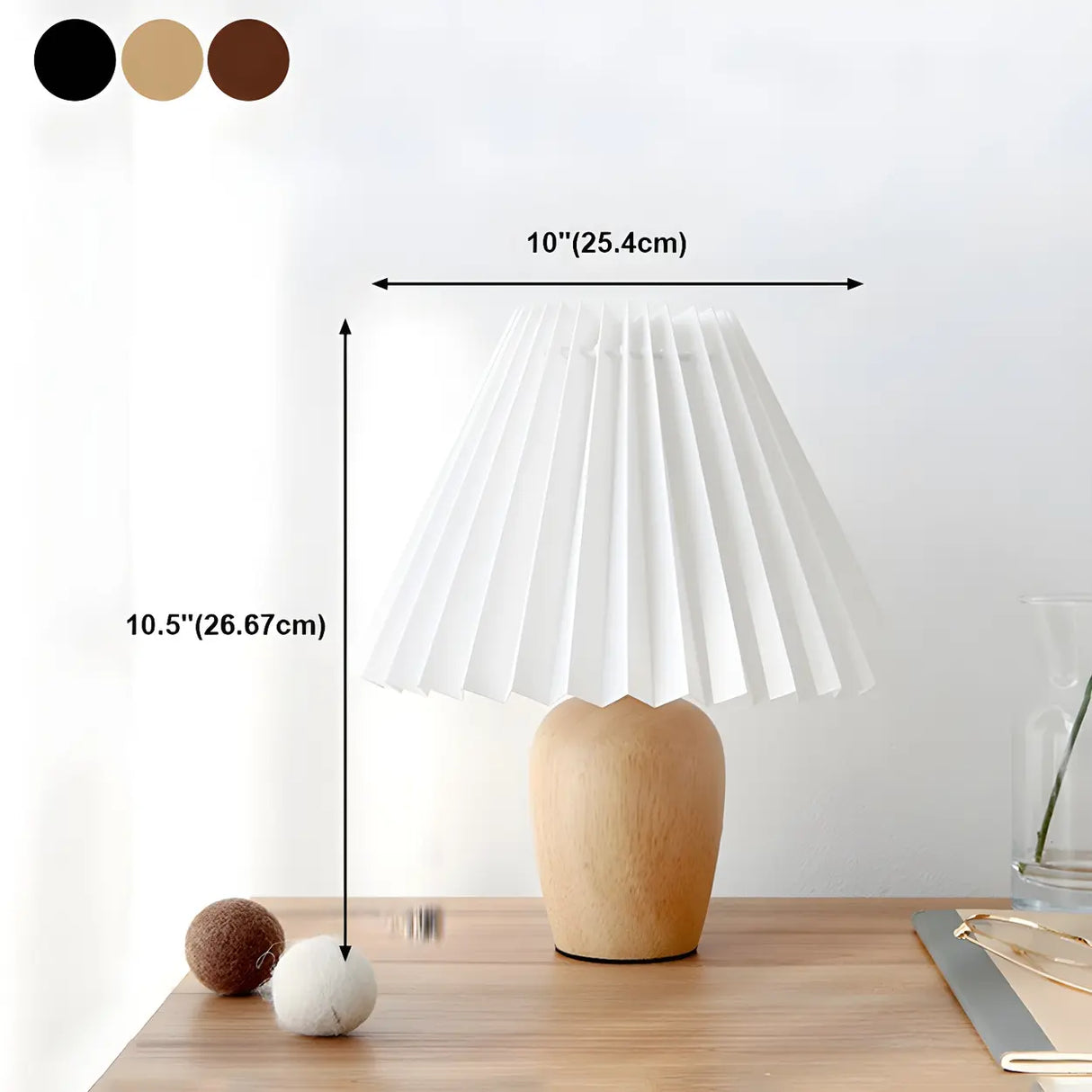 Bedroom Simple Cone Pleated Fabric Jar Base Table Lamp Image - 20