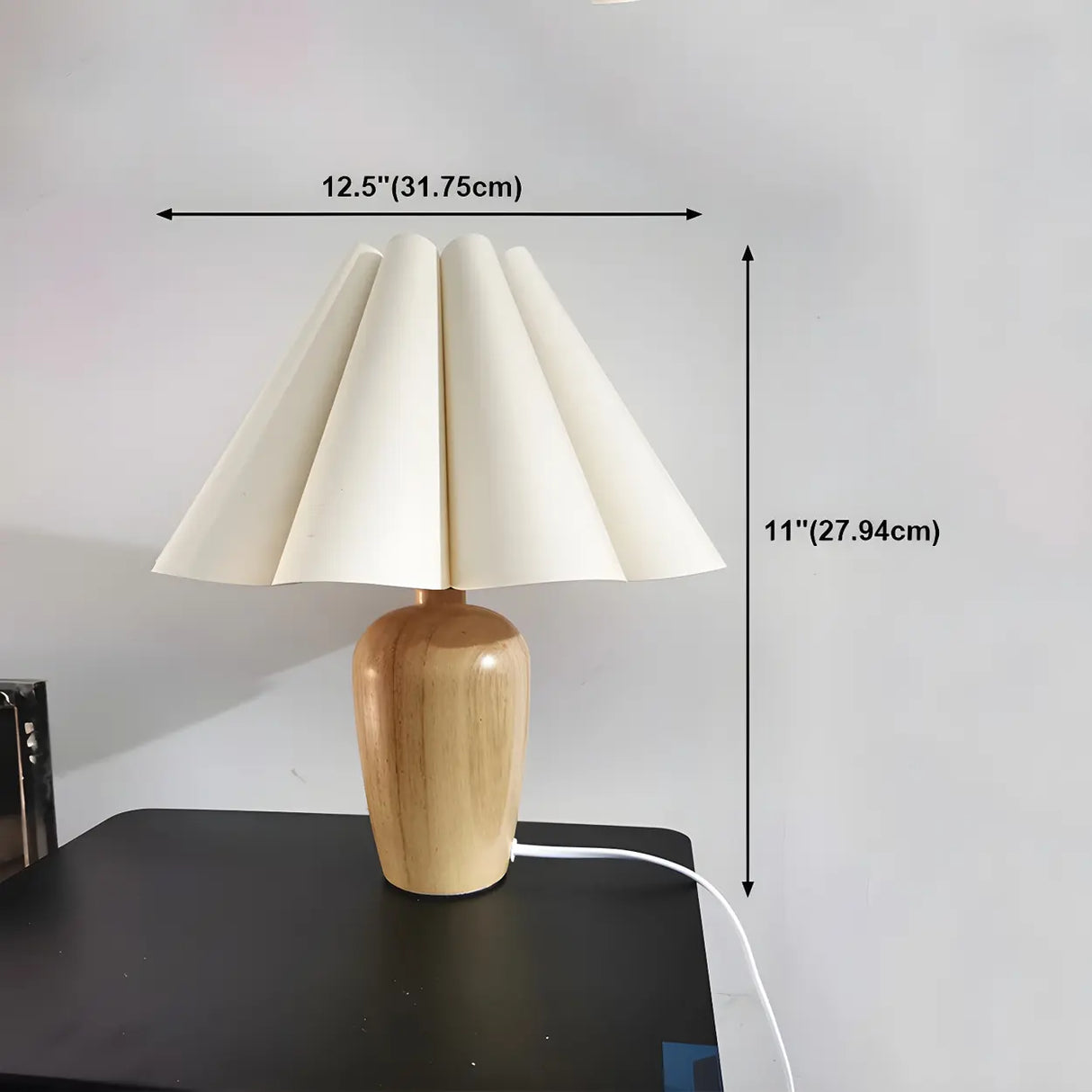 Bedroom Simple Cone Pleated Fabric Jar Base Table Lamp Image - 21