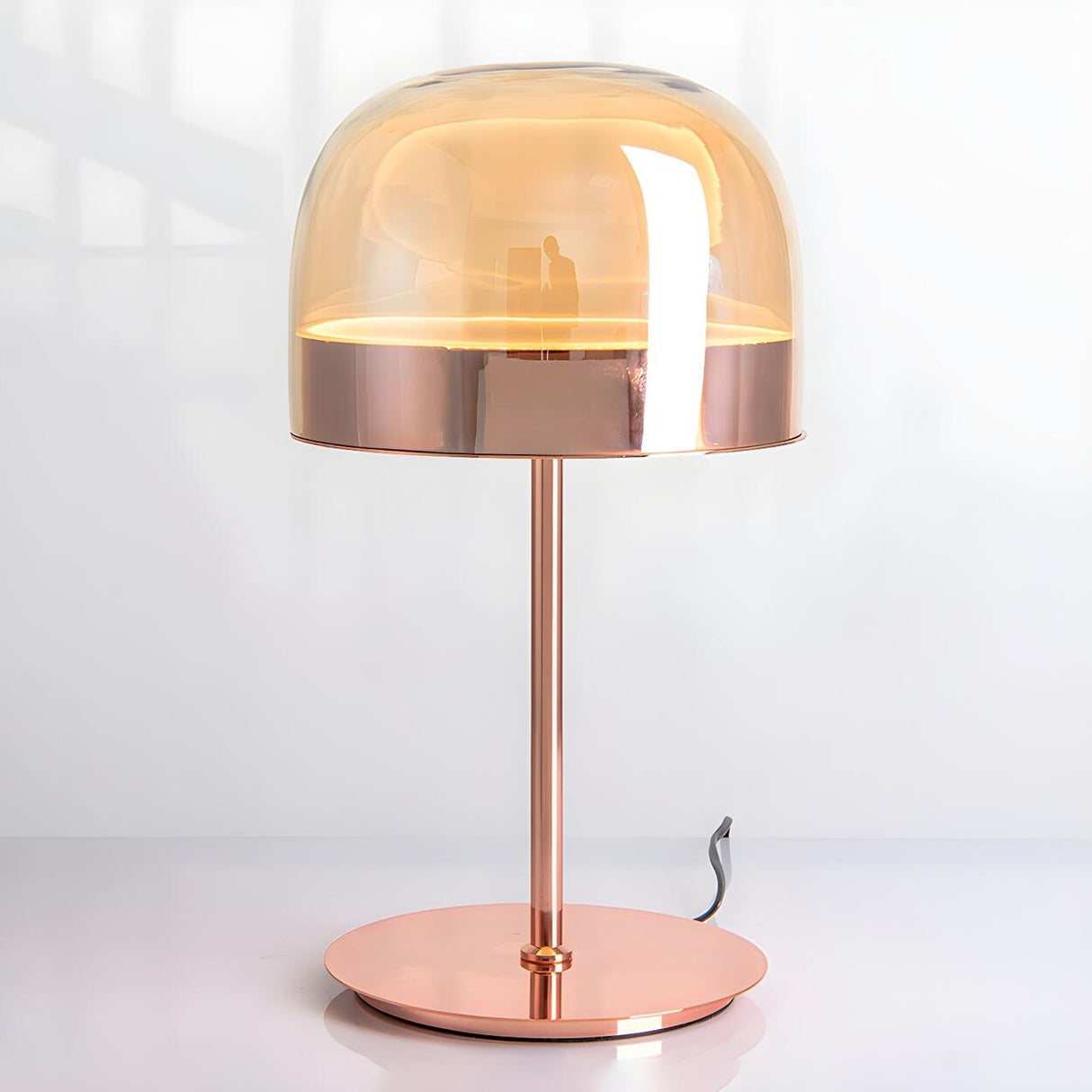 Bedroom Simple Dome Shade Glass Modern Table Lamp Image - 8