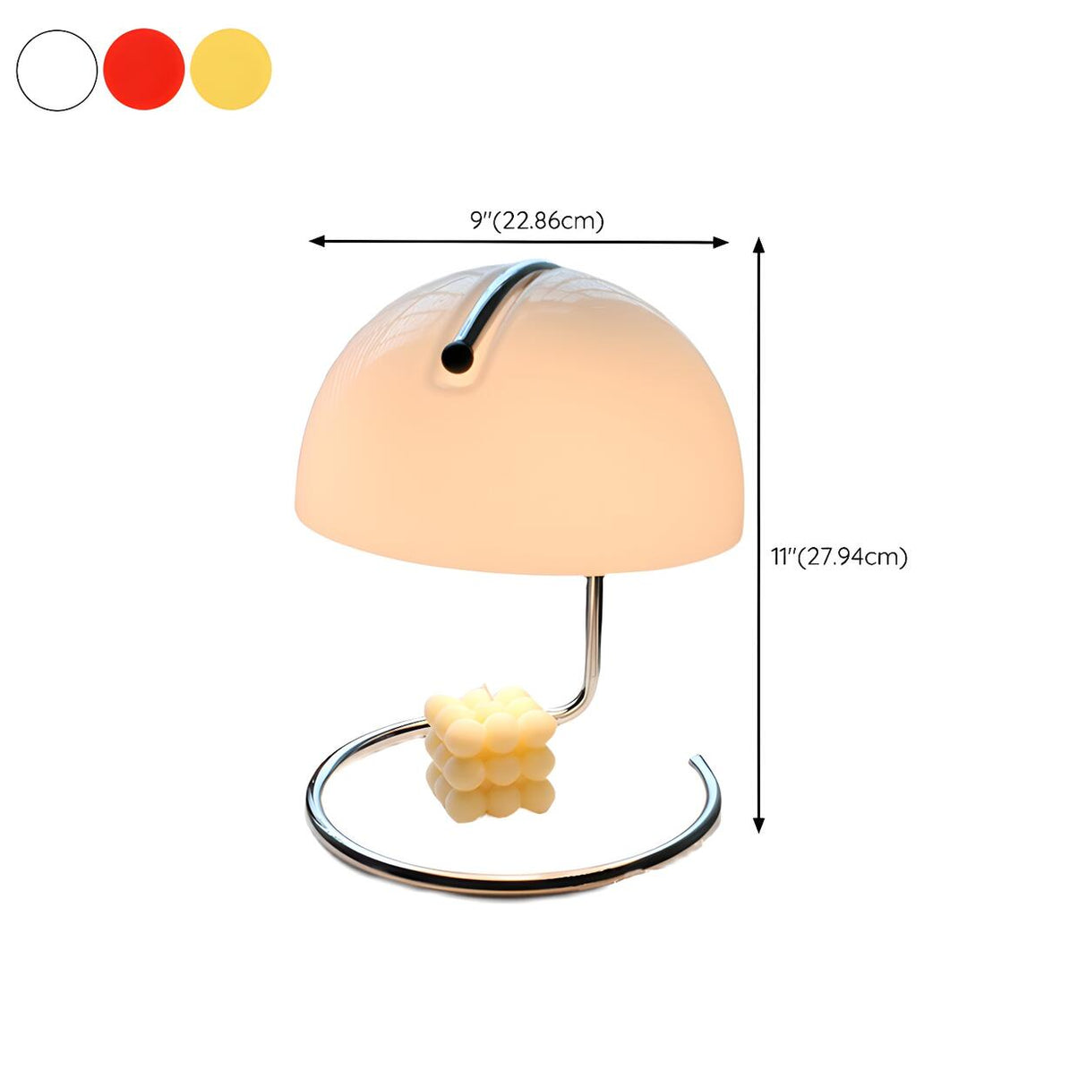 Bedroom Simple Glass Dome Shade Metal Curved Table Lamp 