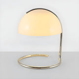 Bedroom Simple Glass Dome Shade Metal Curved Table Lamp Image - 7