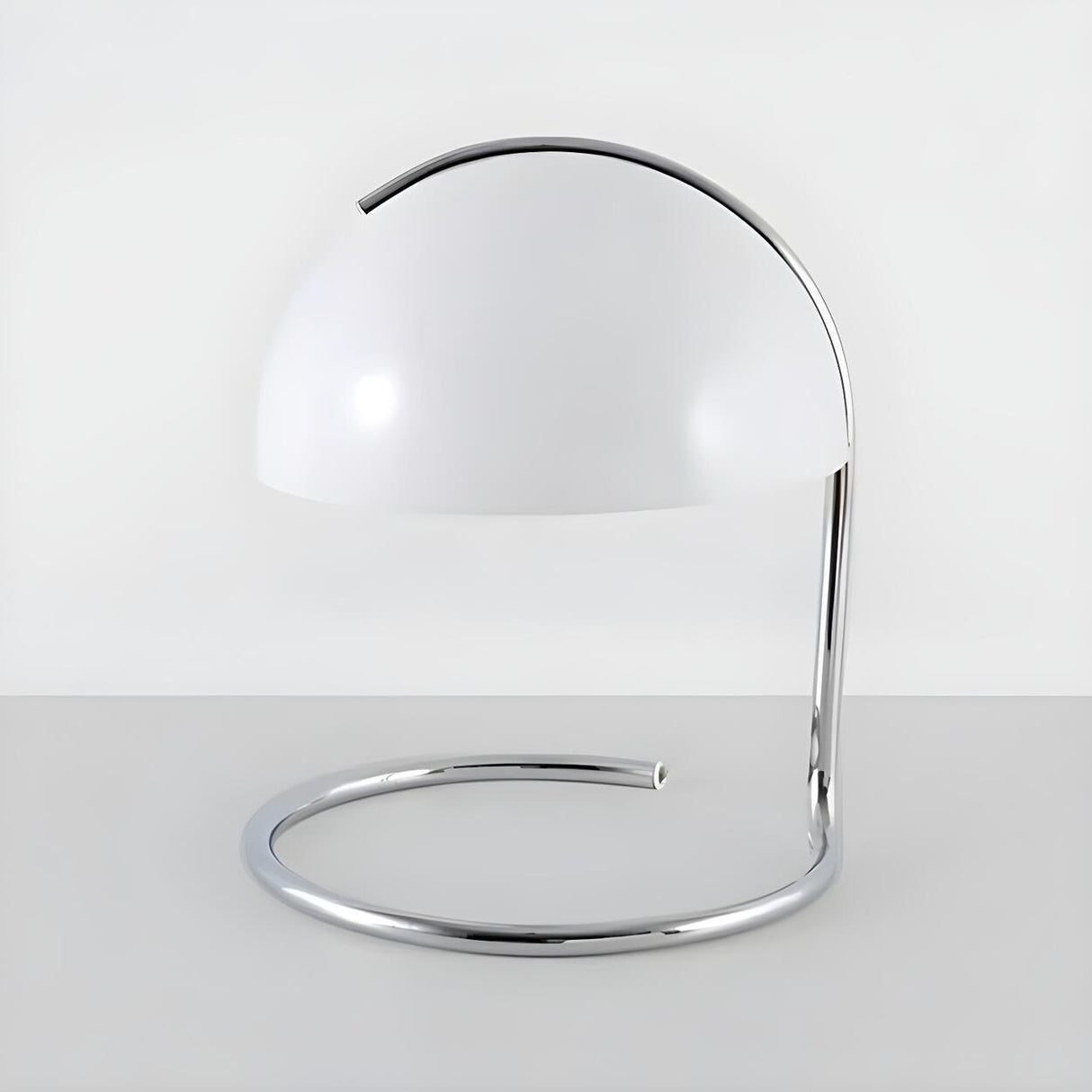 Bedroom Simple Glass Dome Shade Metal Curved Table Lamp Image - 9