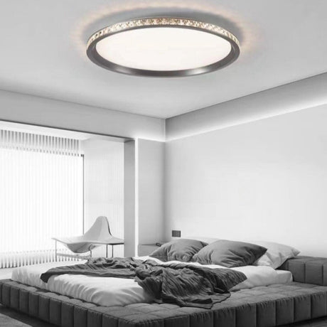 Bedroom Simple Grey Round Flush Mount Ceiling Light Image - 1