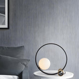 Bedroom Simple Modern Globe Shade Black Ring Table Lamp Image - 4