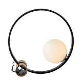 Bedroom Simple Modern Globe Shade Black Ring Table Lamp Image - 5