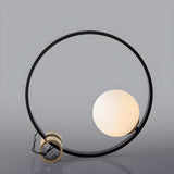 Bedroom Simple Modern Globe Shade Black Ring Table Lamp Image - 6