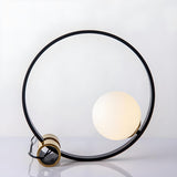 Bedroom Simple Modern Globe Shade Black Ring Table Lamp Image - 7