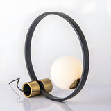 Bedroom Simple Modern Globe Shade Black Ring Table Lamp Image - 9