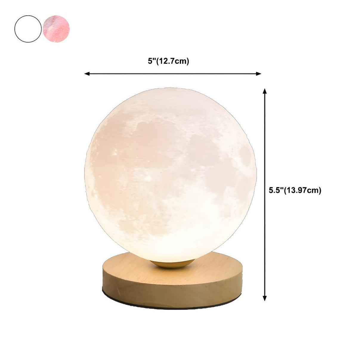 Bedroom Simple Moon Shape LED Wooden Base Table Lamp 