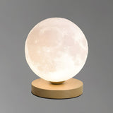 Bedroom Simple Moon Shape LED Wooden Base Table Lamp Image - 3