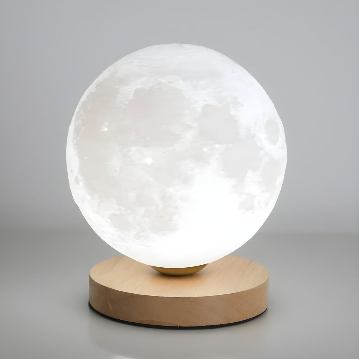 Bedroom Simple Moon Shape LED Wooden Base Table Lamp Image - 8