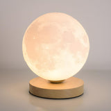 Bedroom Simple Moon Shape LED Wooden Base Table Lamp Image - 9