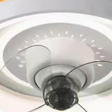 Bedroom Simple Round Flush Mount Ceiling Fan with Light Image - 10