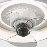 Bedroom Simple Round Flush Mount Ceiling Fan with Light Image - 11