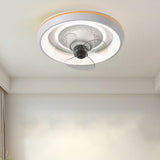 Bedroom Simple Round Flush Mount Ceiling Fan with Light Image - 13