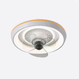 Bedroom Simple Round Flush Mount Ceiling Fan with Light Image - 6