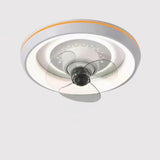 Bedroom Simple Round Flush Mount Ceiling Fan with Light Image - 7