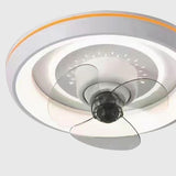 Bedroom Simple Round Flush Mount Ceiling Fan with Light Image - 9