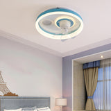 Bedroom Simple Round Modern 7 Blades Ceiling Fan Light Image - 16