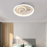 Bedroom Simple Round Modern 7 Blades Ceiling Fan Light Image - 17