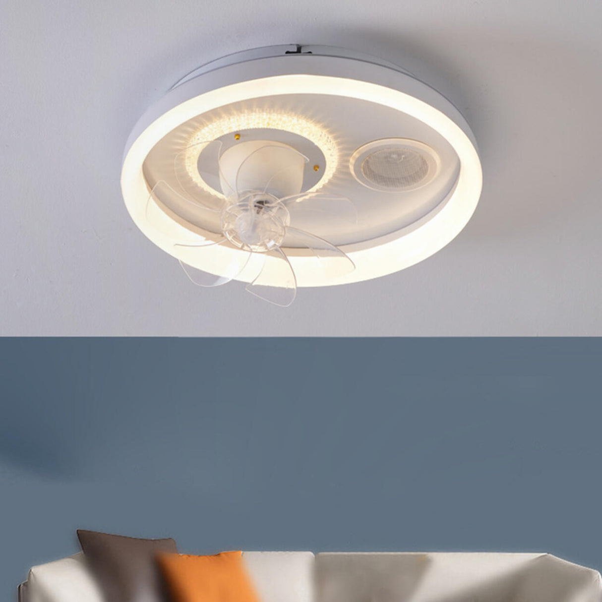 Bedroom Simple Round Modern 7 Blades Ceiling Fan Light Image - 18