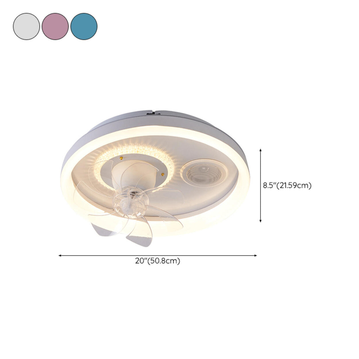 Bedroom Simple Round Modern 7 Blades Ceiling Fan Light 