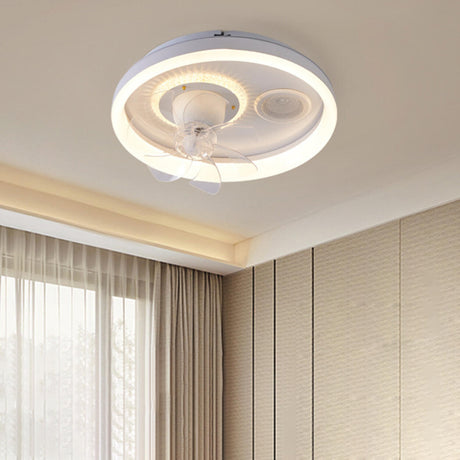 Bedroom Simple Round Modern 7 Blades Ceiling Fan Light Image - 2