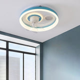 Bedroom Simple Round Modern 7 Blades Ceiling Fan Light Image - 5