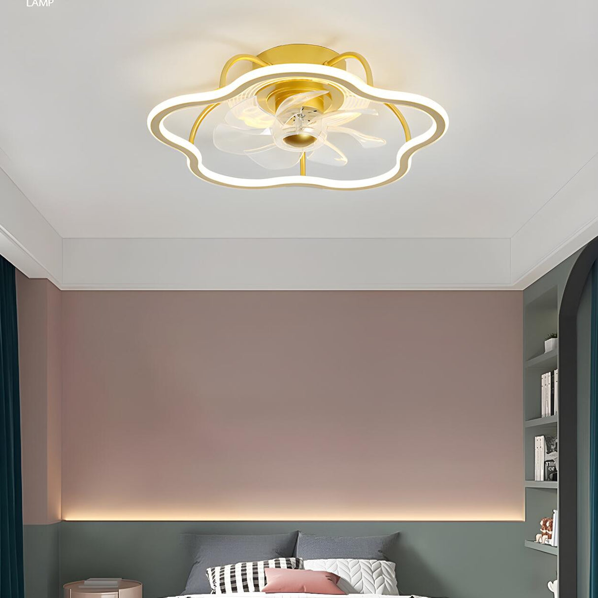 Bedroom Simple Stylish Flower Ceiling Fan with Light Image - 14