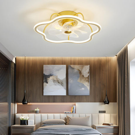 Bedroom Simple Stylish Flower Ceiling Fan with Light Image - 2