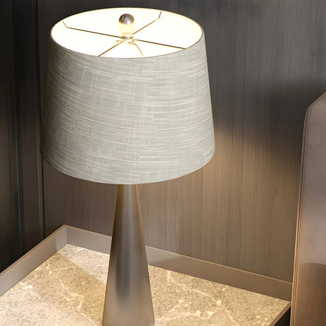 Bedroom Simple Tapered Fabric Drum Shade Table Lamp Image - 1