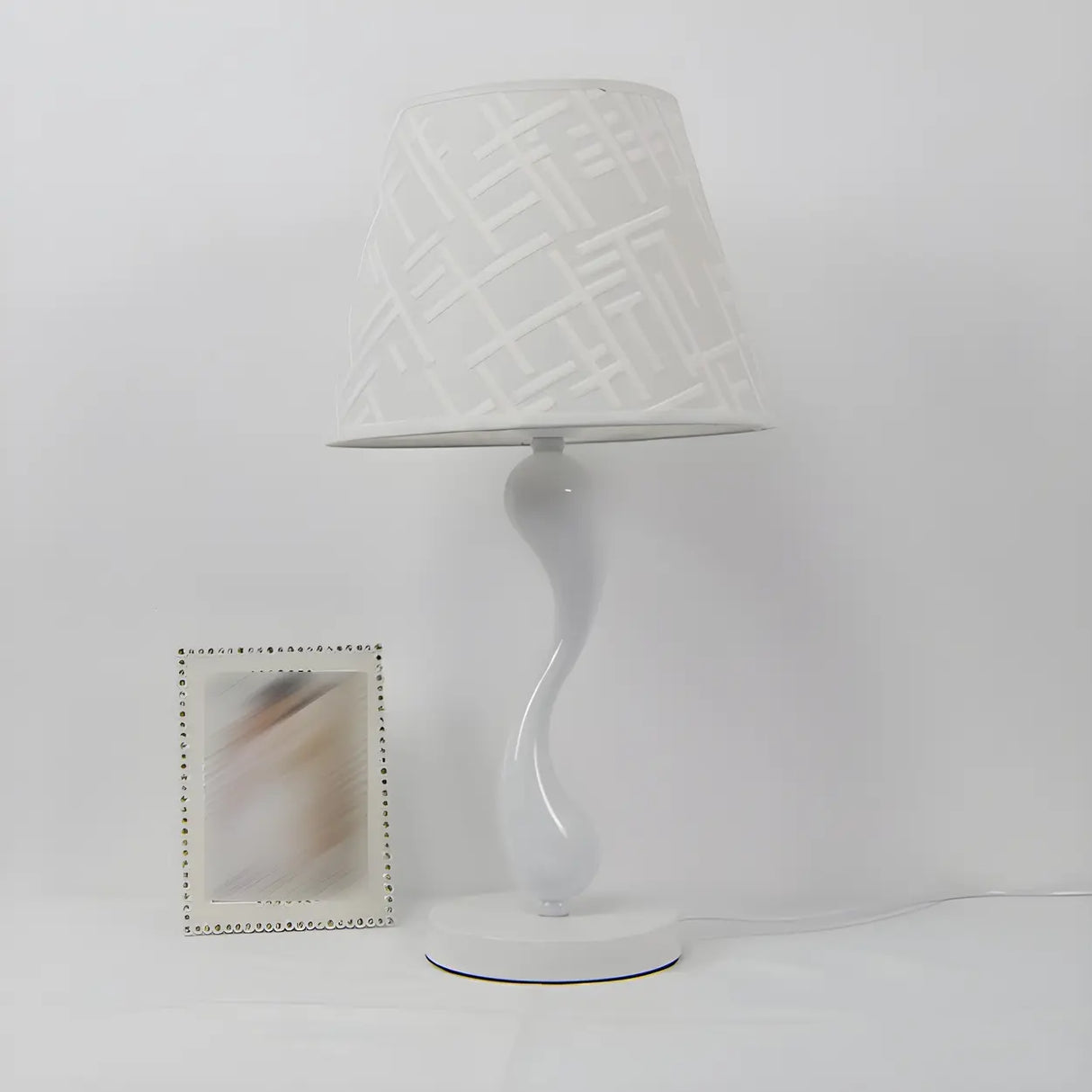 Bedroom Simple White Cone Fabric Art Base Table Lamp Image - 14