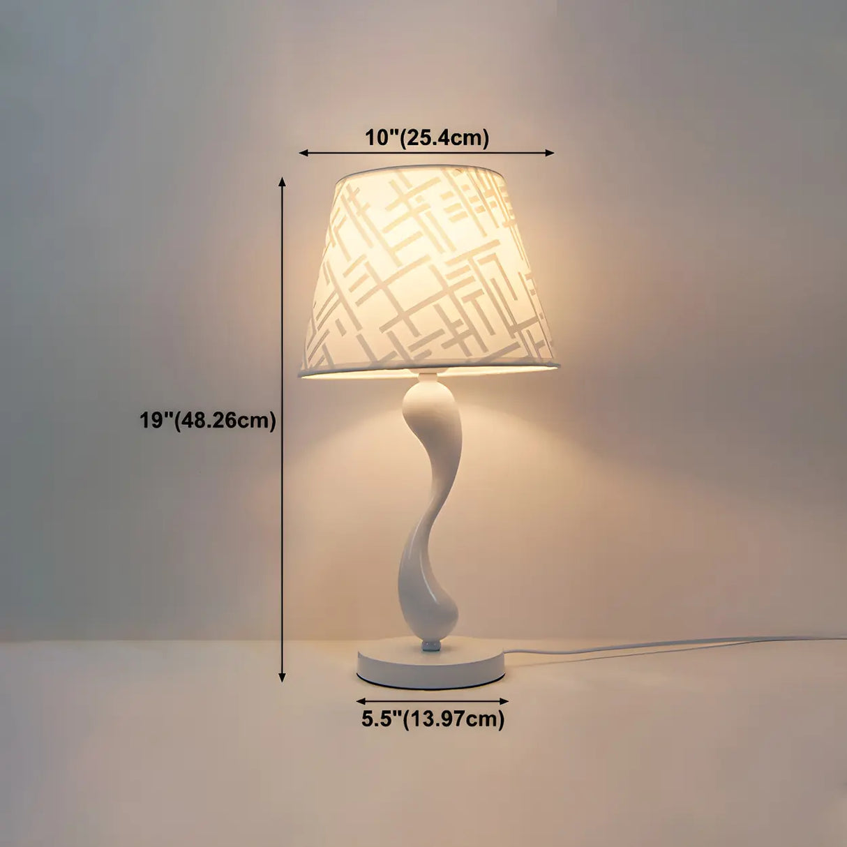 Bedroom Simple White Cone Fabric Art Base Table Lamp 