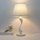 Bedroom Simple White Cone Fabric Art Base Table Lamp Image - 3