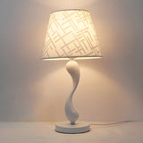 Bedroom Simple White Cone Fabric Art Base Table Lamp Image - 6