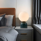 Bedroom Simple White Globe Shade Marble Base Table Lamp Image - 17