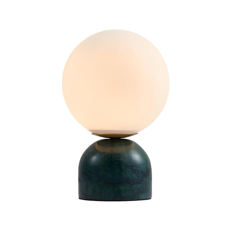 Bedroom Simple White Globe Shade Marble Base Table Lamp Image - 2