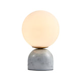 Bedroom Simple White Globe Shade Marble Base Table Lamp Image - 4