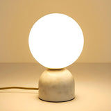 Bedroom Simple White Globe Shade Marble Base Table Lamp Image - 8