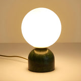 Bedroom Simple White Globe Shade Marble Base Table Lamp Image - 9